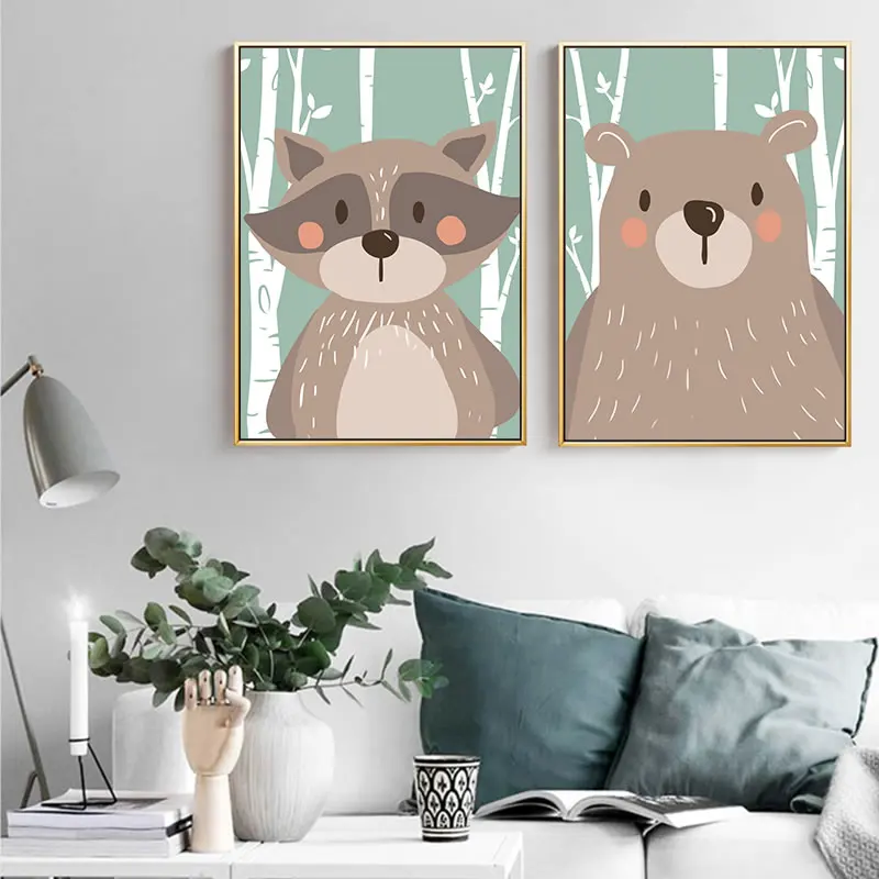 Элегантная поэзия скандинавский кавайный лес животное холст картина