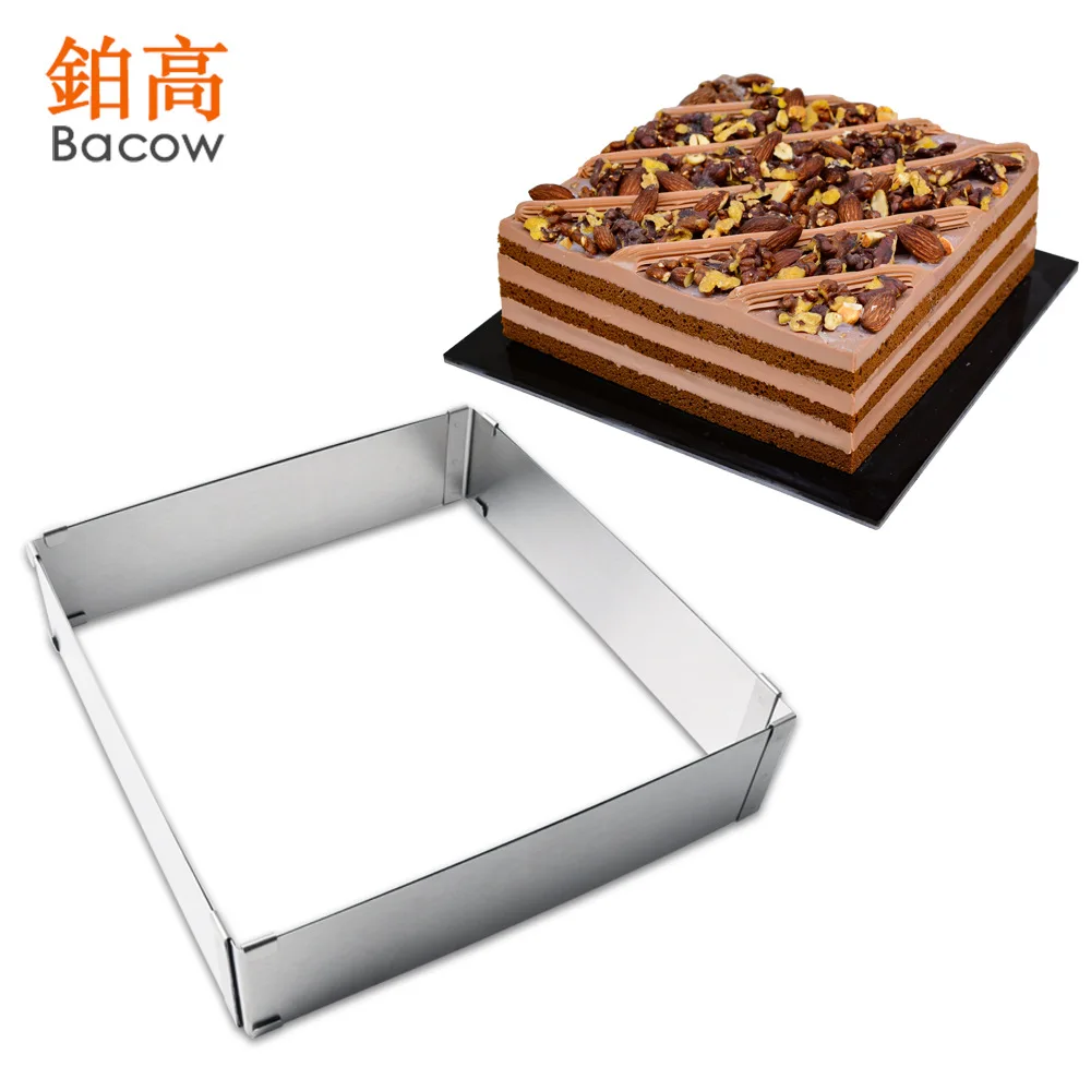 15 ~ 28 см из нержавеющей стали расширяемая квадратная форма для выпечки торта мусс