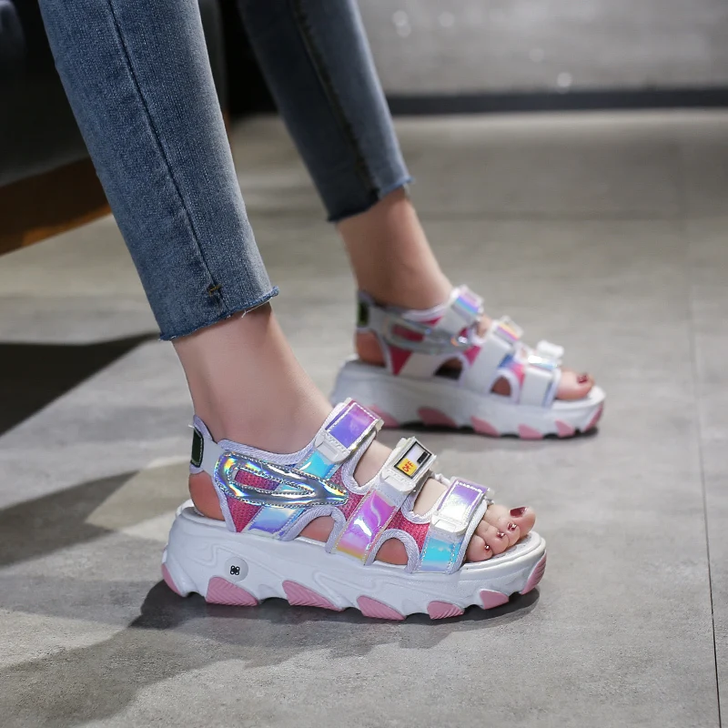 Женские сандалии высота 5 см/1 95 дюйма модная обувь женские туфли на плоской