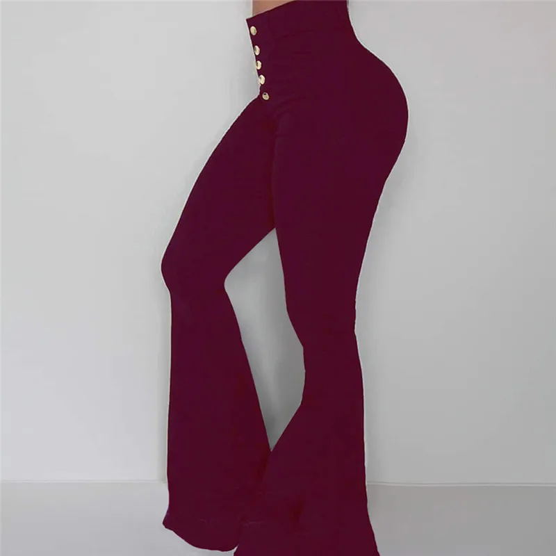 Elegant High Waist Trousers Fashion Single-breasted Simple Women Wild Casual Solid Color Wide Leg Pants For | Женская одежда