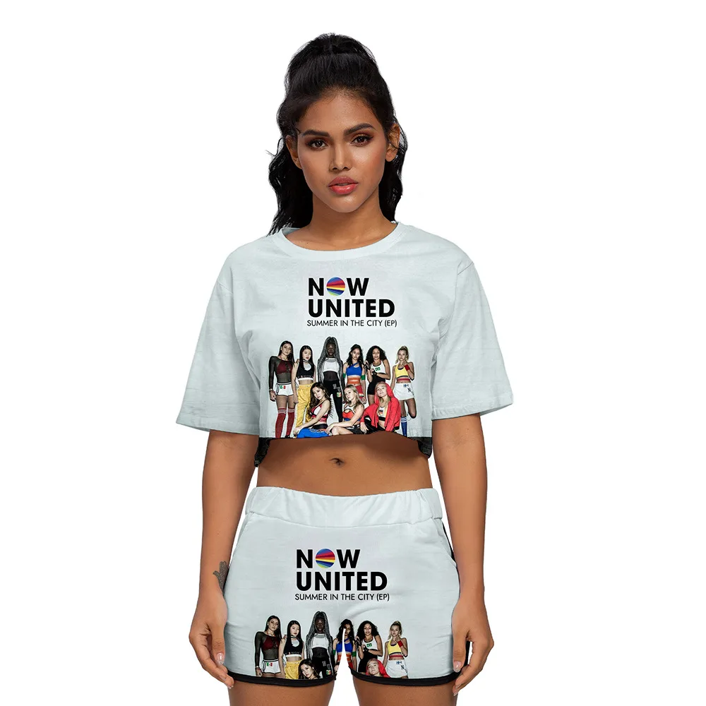 

Women Two Piece Outfits Now United - Better Album 3D Print 2 Piece Set Crop Top and Short Pants Tracksuit for Women Sets