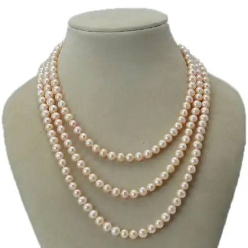 

HABITOO Long 8-9mm Pink Freshwater Cultured Pearl Necklace 50inch Jewelry for Women Daily Wear Charming Gifts