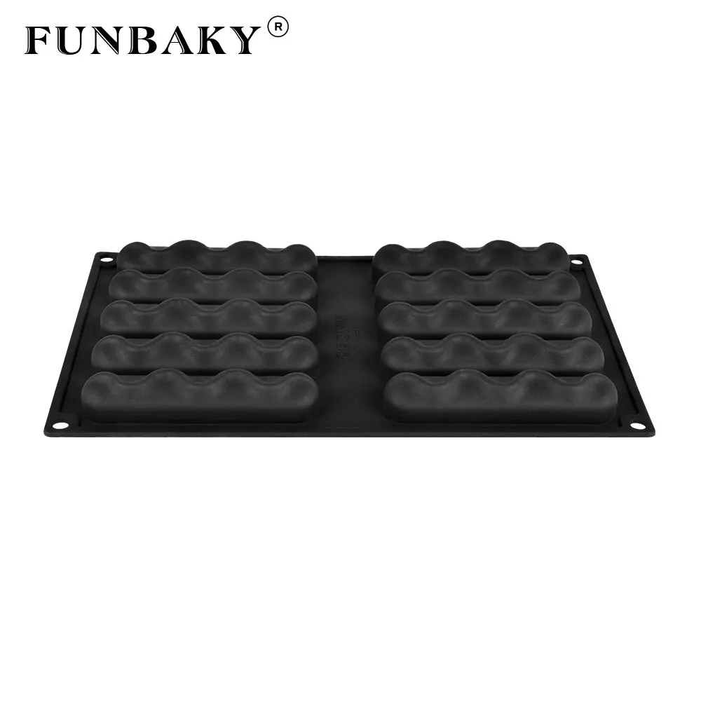 Силиконовая форма для торта FUNBAKY 10 ячеек овальной волны |