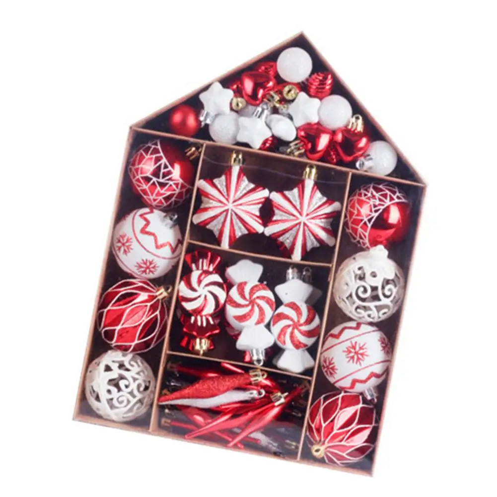 

73 шт., набор украшений в виде рождественских шаров для елки