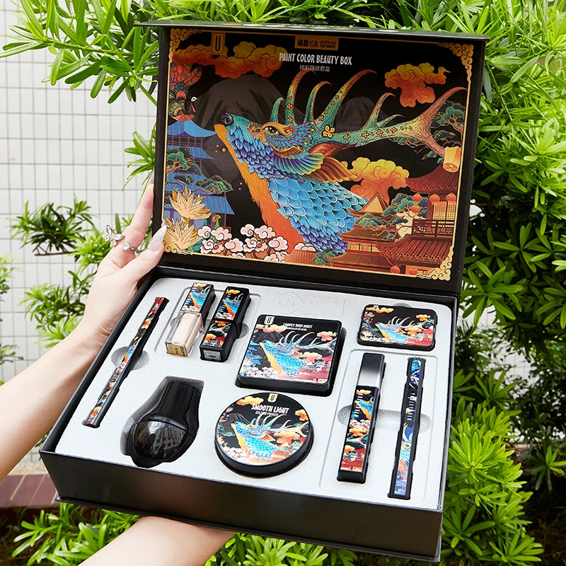 Косметический набор из 9 предметов с узором лося розмарина пудра для макияжа