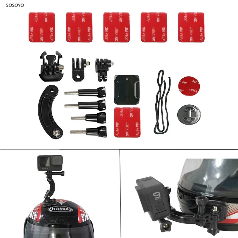 

Motorcycle Helmet Mount Base Helmet Chin Fixing Bracket Set For GoPro 9 8 7 6 SJCAM Xiao mi Dji OSMO Action Camera Accessories