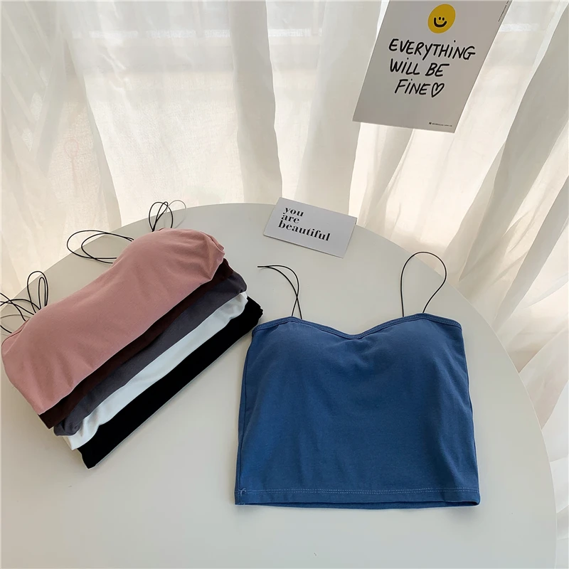 

Women's Tube Top America Slim Vest Sexy Crop Top Female Camisoles On Thin Straps Fashion Seamless Tanks Underwear For Women