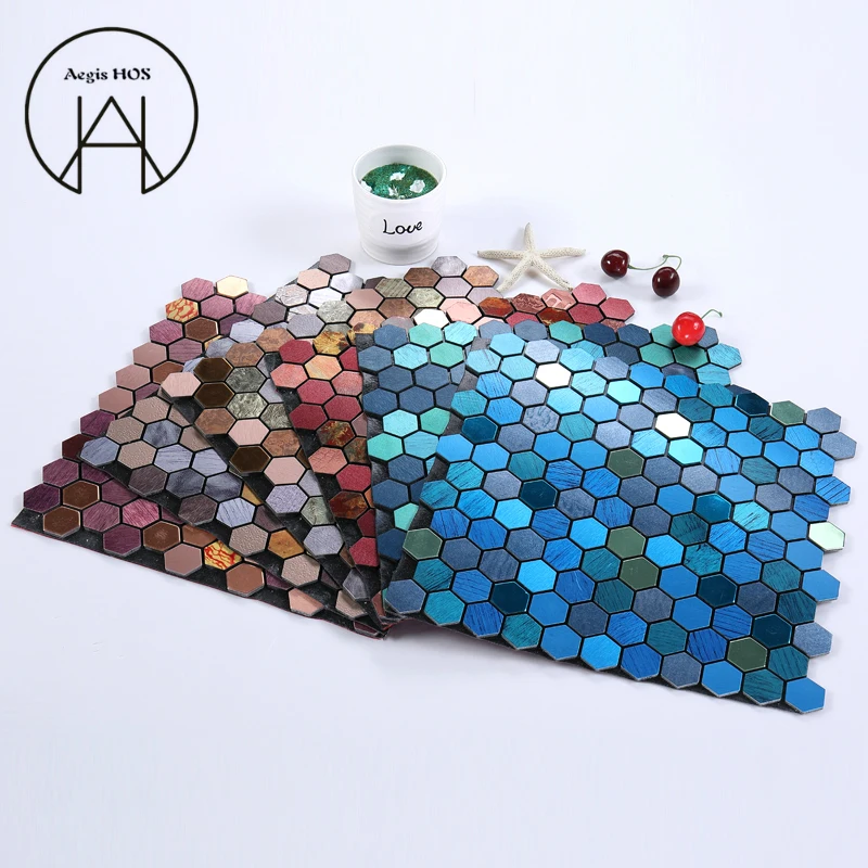 2 шт. креативные шестигранные мозаичные наклейки на стену для кухни ТВ задний