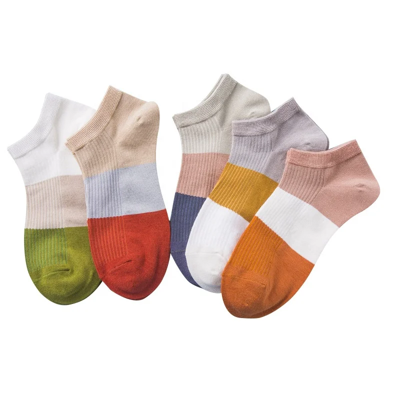 

2022 Spring and Autumn Draw Strips Japanese Ankle Socks Breathable Ladies Socks