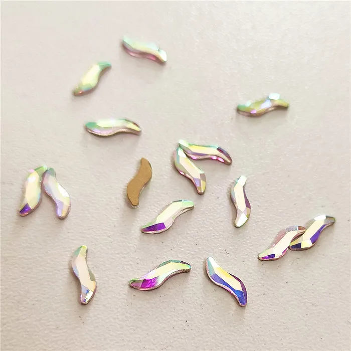 

50 Pcs Stass Crystals Geometric Diamonds AB 3D Nail Art Long Big Fancy Rainbow Glass Shaped Stone Lot Rhinestones Flat Fashion