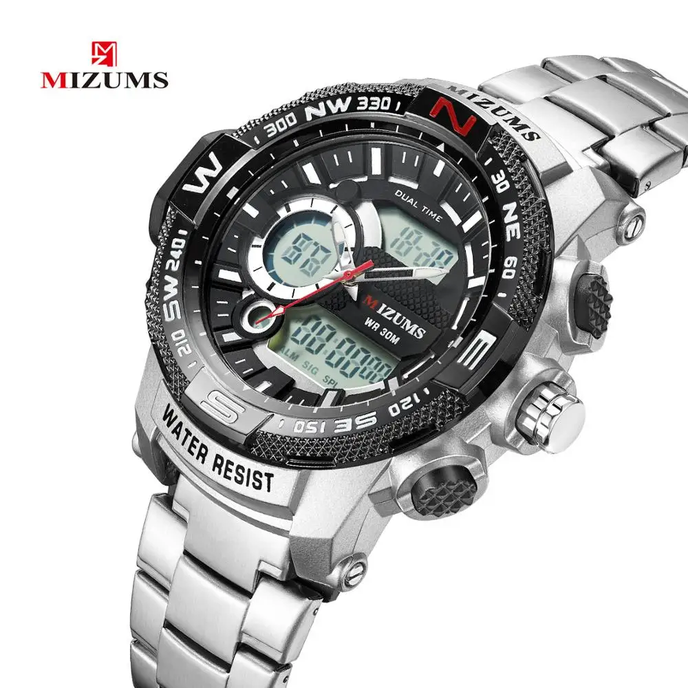 Relogio Masculino, MIZUMS, модные, мужские, светодиодный, спортивные, кварцевые часы, мужские, Роскошные, золотые, из нержавеющей стали, водонепроницаемые часы, мужские часы