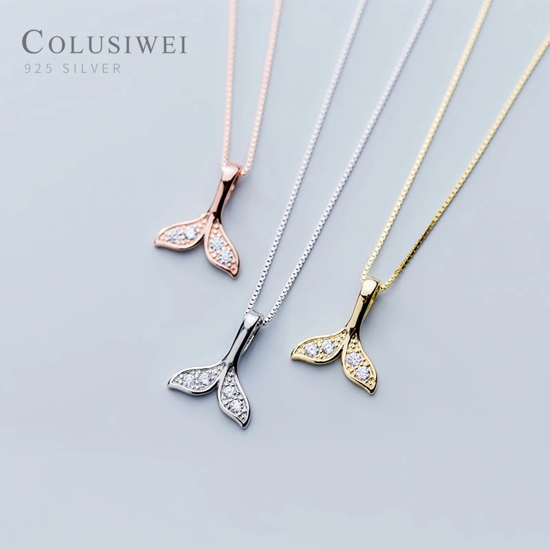 Colusiwei 925 Серебряный Модный Сияющий CZ рыбий КИТ хвост подвески с изображением