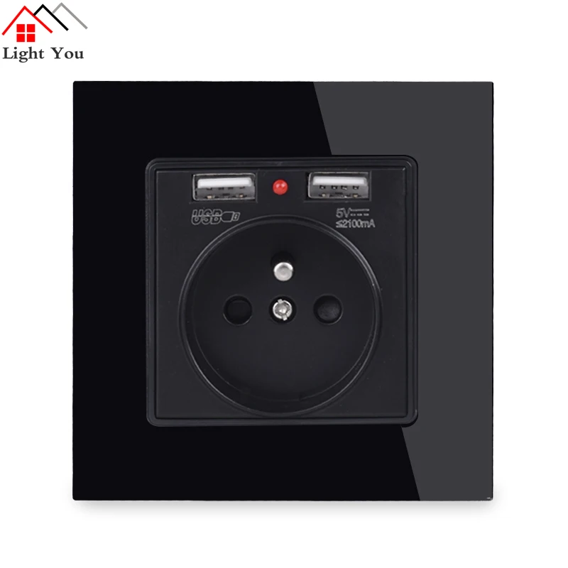 Бытовой выключатель типа 86 розетка с любой точкой черное зеркальное стекло