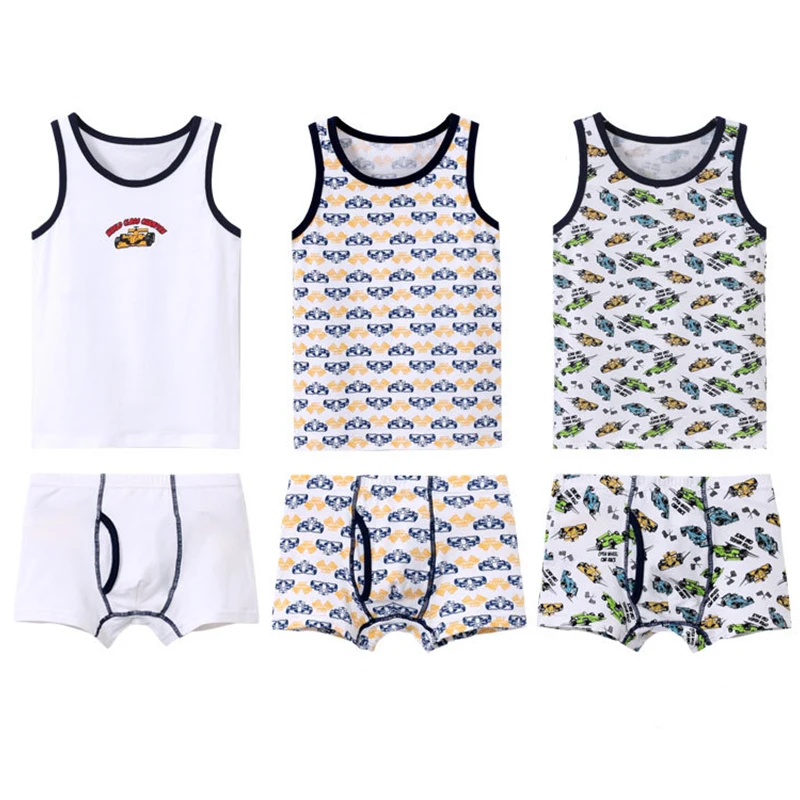 

Летнее нижнее белье для малышей 2 шт., хлопковый жилет без рукавов + шорты, трусики, костюм для маленьких мальчиков 12-18 месяцев, 3 цвета, одежда ...