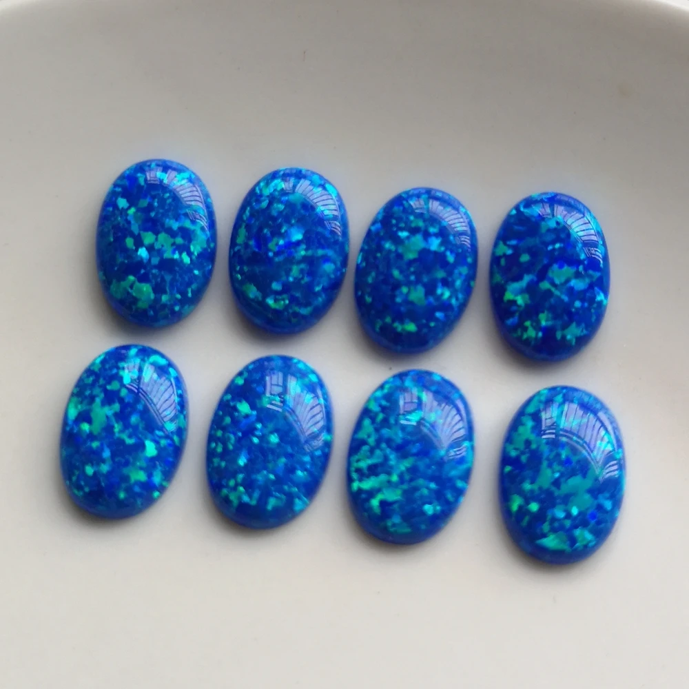 

20pcs/lot 10x14mm Dark Blue Oval Cabochon Cut Opal Stone Synthetic Oval Fire Opal for Jewelry