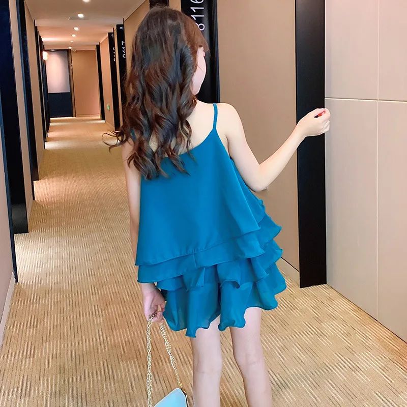 Летняя одежда для девочек зеленая жилет на бретельках подростков + шорты