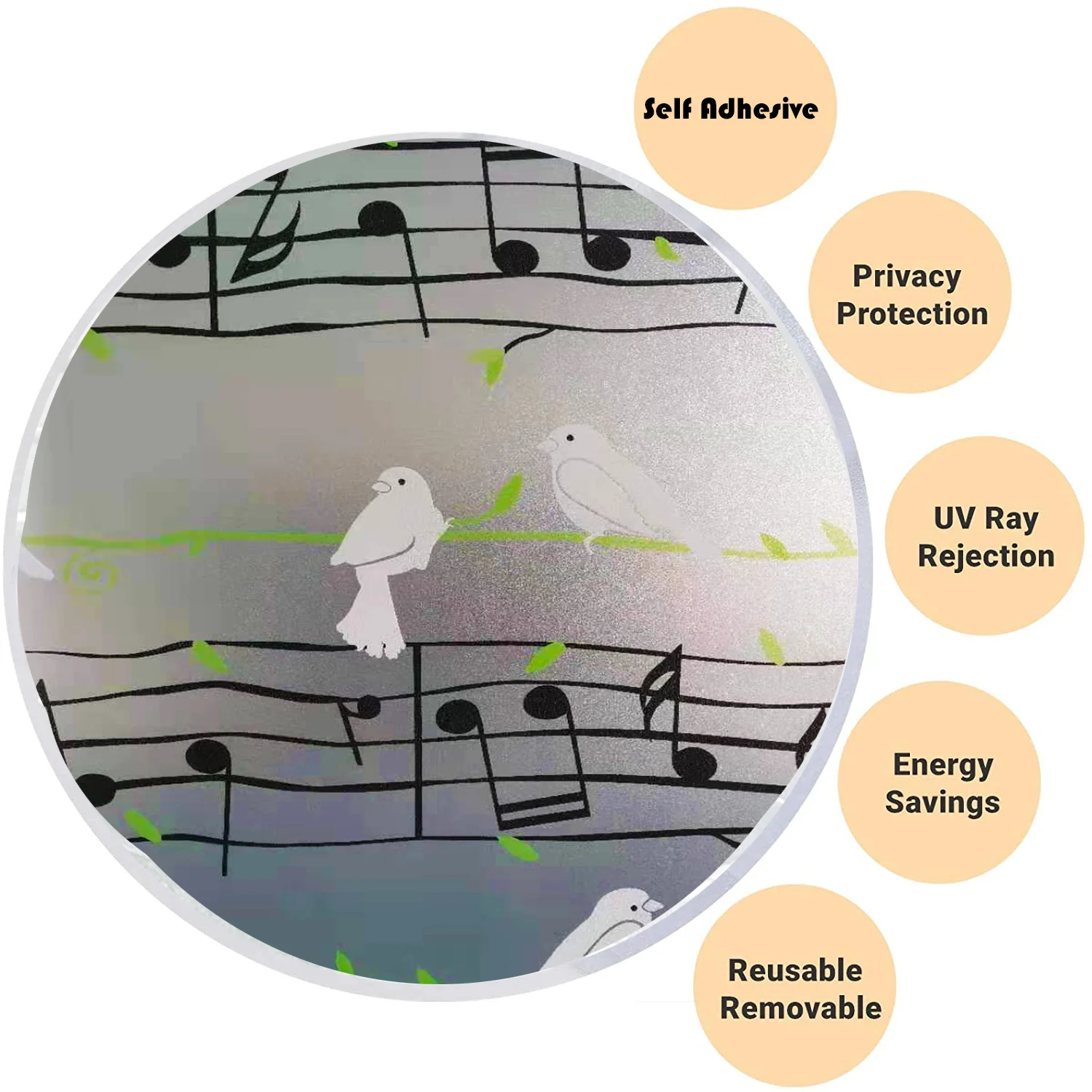 

Vinyl Privacy Decorative Window Film,Self Adhesive Anti Uv Window Stickers,Heat Control Light Control Stained Film for Door