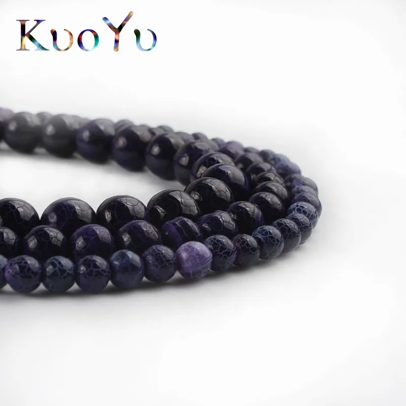 Бусины из натурального камня фиолетового цвета с трещинами огненные Агаты вены