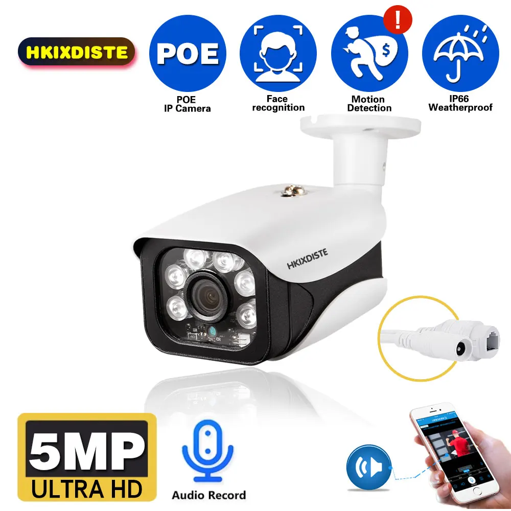 

RJ45 POE IP Camera in Surveillance camera HD 5.0MP 2592*1944P Email Alert XMEye P2P Motion&Face Detection RTSP DC12V&48V