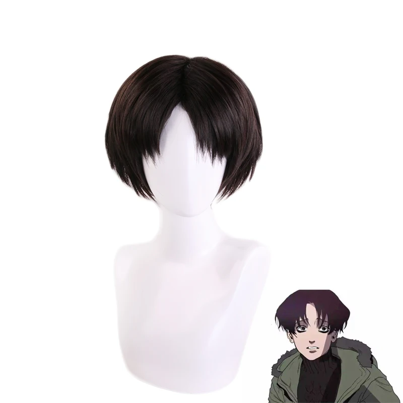Killing Stalking Yoon Bum Yoonbum черный коричневый короткий парик косплей костюм Levi Ackerman