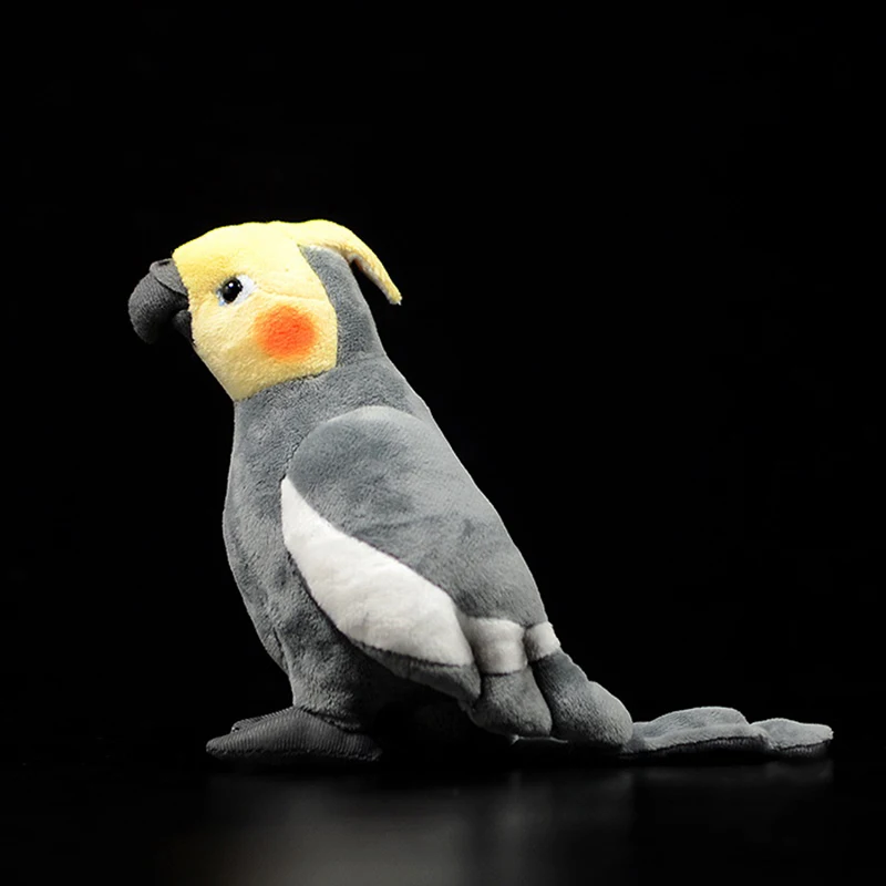 Серые плюшевые игрушки Cockatiel 18 см очень мягкие и реалистичные попугаи набивные