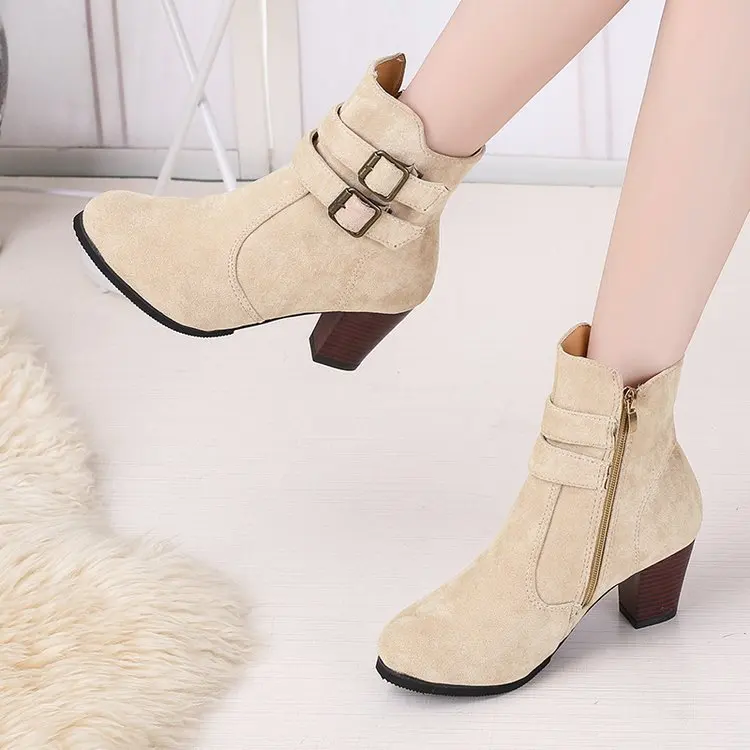 Ботильоны женские с острым носком Модные Винтажные короткие ботинки на среднем