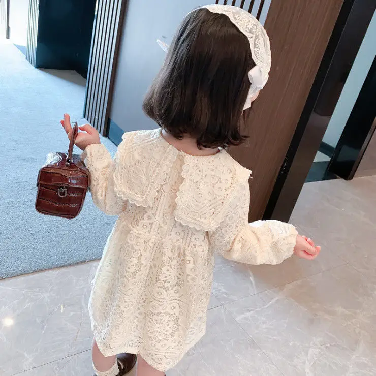 

Girls Lace Dress 2021 New Children's Princess Dress Spring and Autumn Long-sleeved Bottoming Skirt Cotton Tutu Skirt