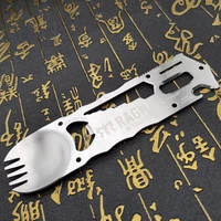 2021 outdoor camping cutlery portable edc spoon fork knife hiking multi tableware bottle multitool camp utensil fork