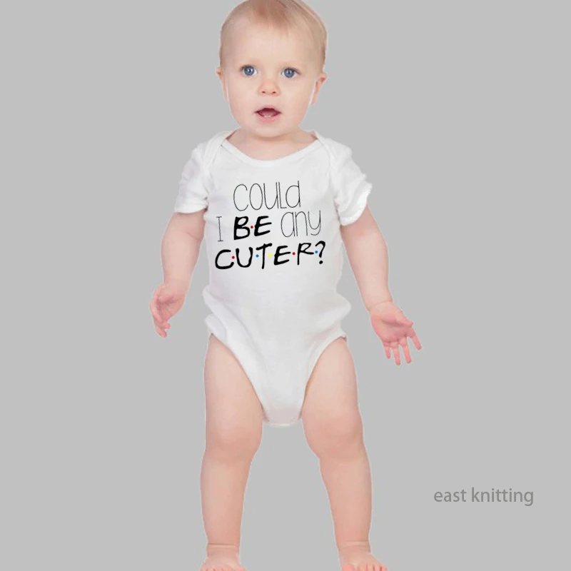 Комбинезон с надписью Can I BE any CUTER Летний комбинезон для маленьких мальчиков и