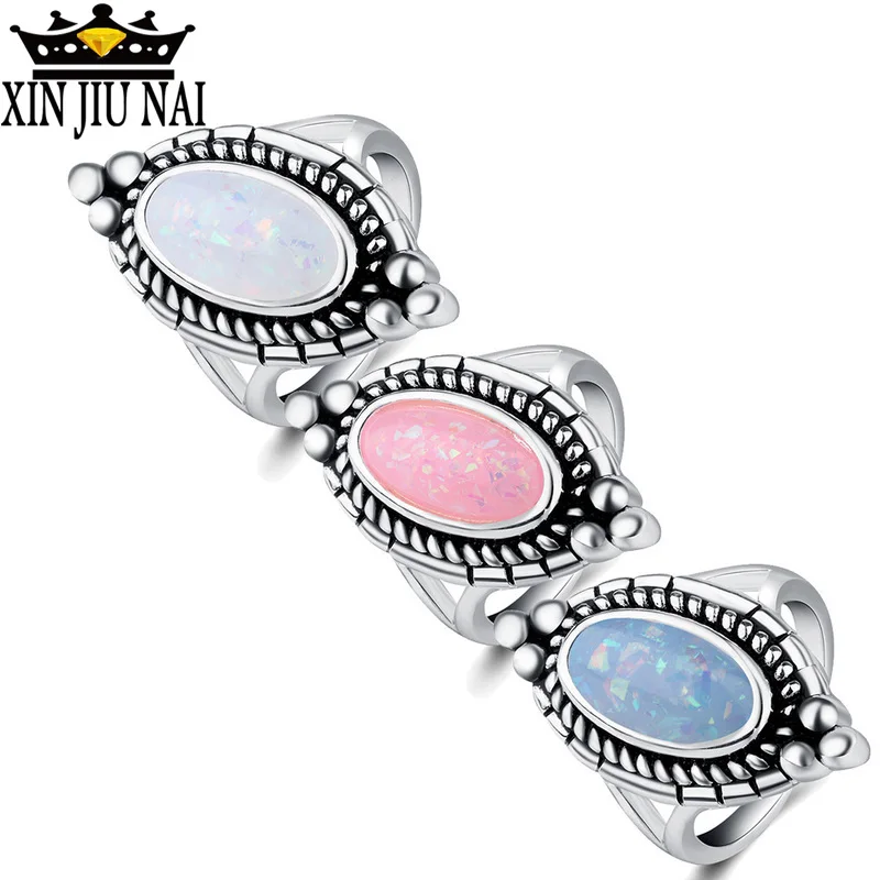 Женское серебряное кольцо с большим камнем в европейском стиле ретро