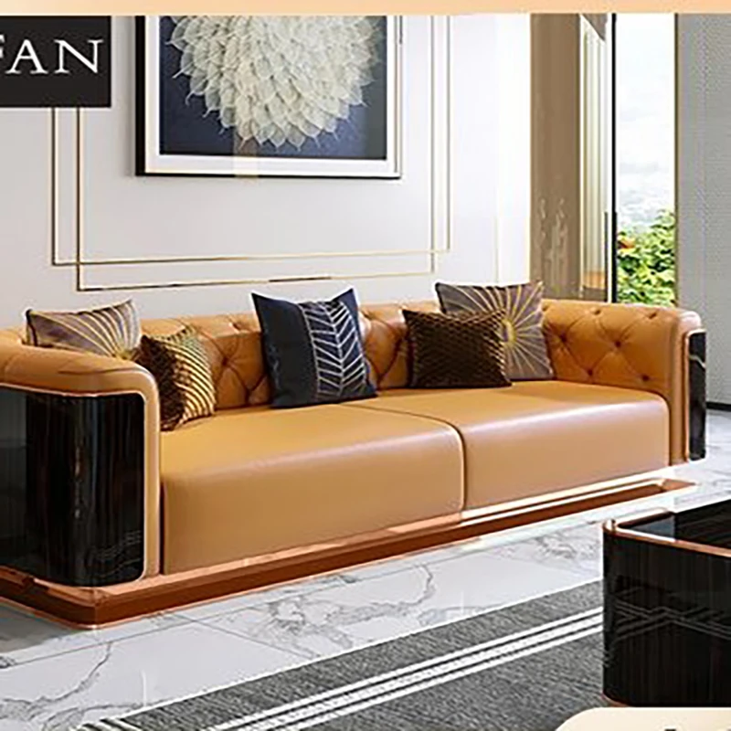 Постмодернистская Минималистичная светильник роскошная вилла кожаный диван