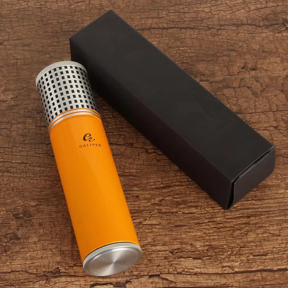 COHIBA портсигар трубка путешествия Humidor чехол для сигар банка портативный алюминиевый открытый коробка для сигар Humidor с увлажнитель с гигрометром