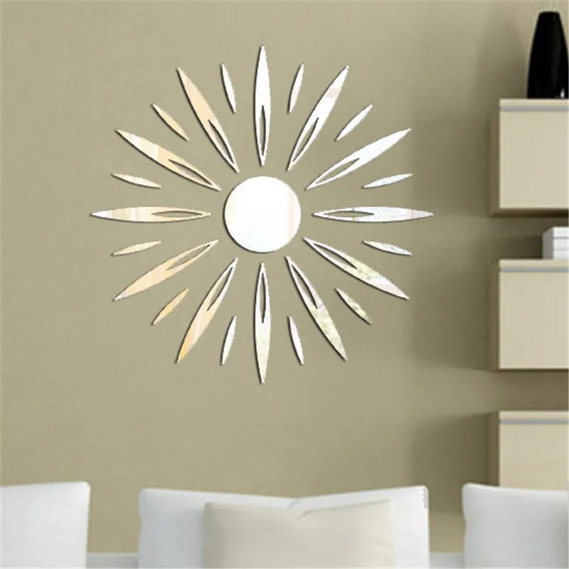 

2019 Fashion Flower Frame Wall Clock Mirror Surface Wall Stickers Children Bedroom 3D DIY Wall Decoration Detachable Art