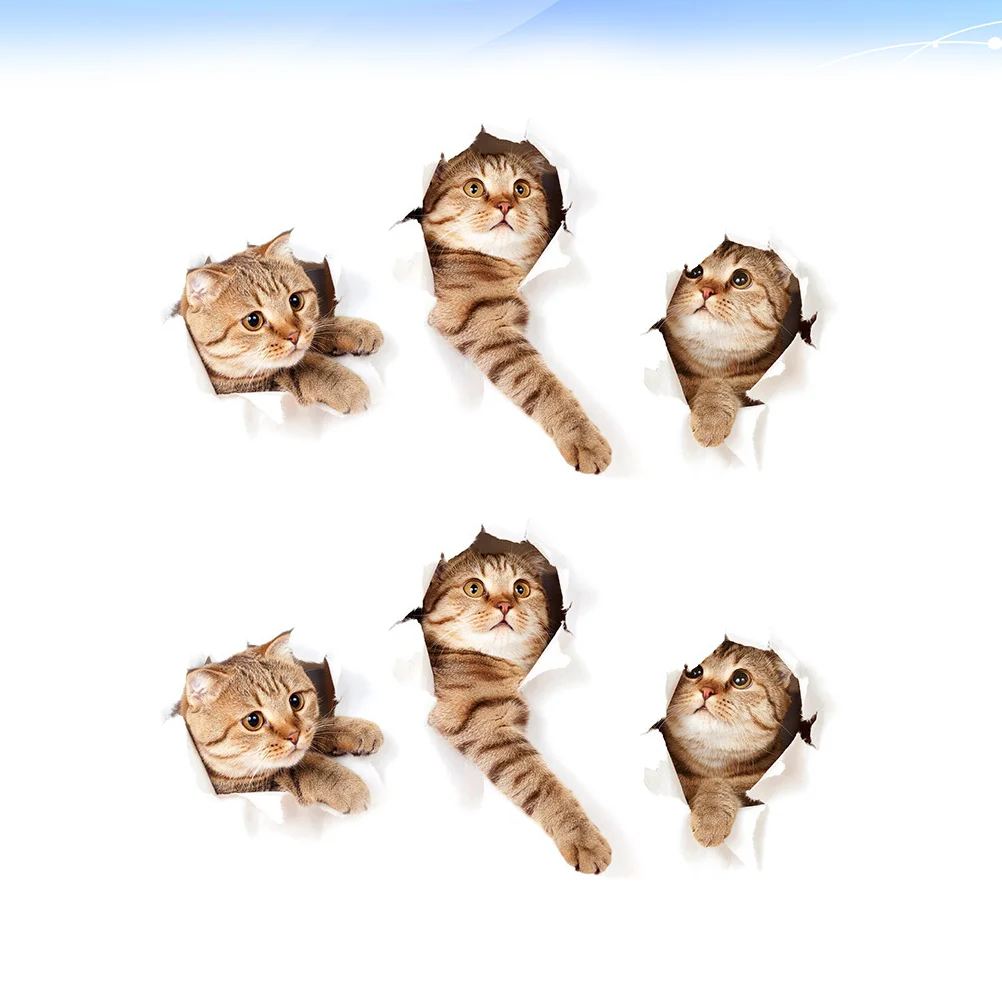 

3D наклейки на стену с изображением кошки, 2 шт.