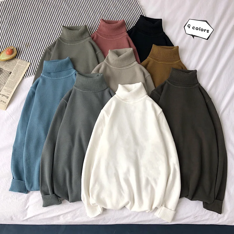 Мужская Водолазка с длинным рукавом зеленый свитер высоким воротником в