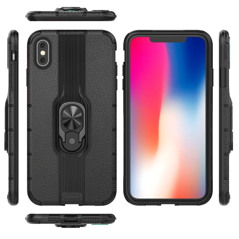 Ударопрочный чехол на 360 металлическое кольцо с подставкой для iPhone 11 pro Max 2019 X XS MAX
