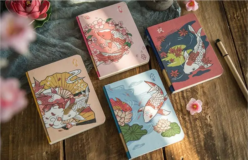 "Koi Fish" милый ежемесячный планировщик, дневник для учебы, карманный дневник, Дневник для путешествий, канцелярские товары, подарок