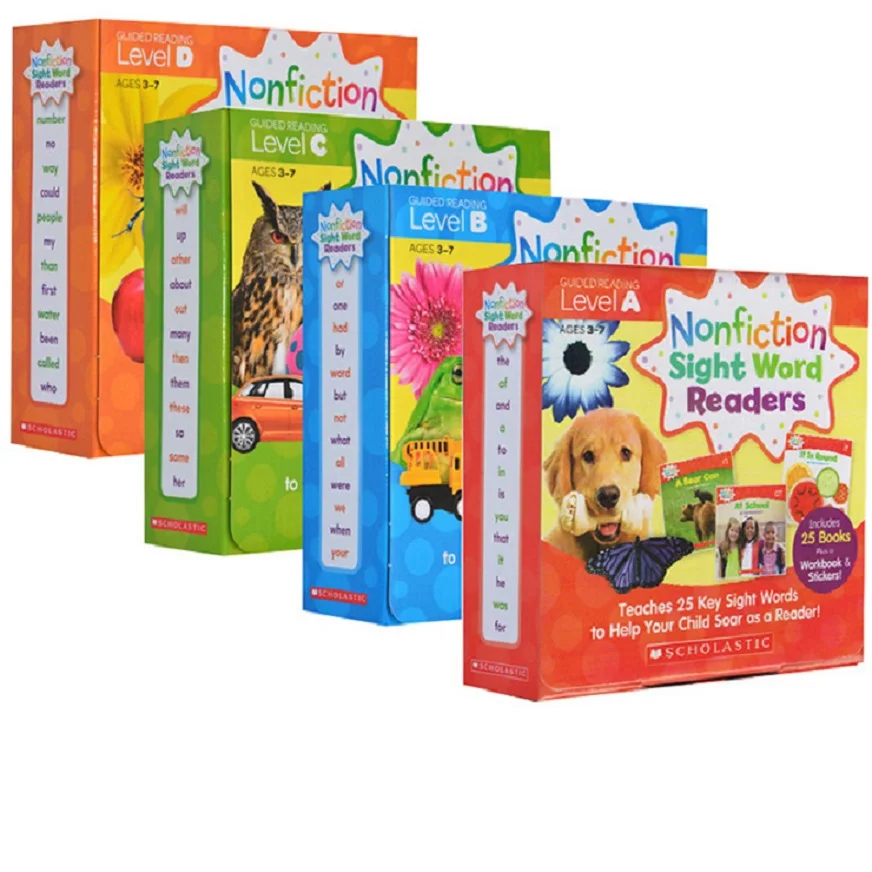 

4 Boxs/Set Nonfiction Sight Word Readers ABCD Book Chinese English Book Children kids book