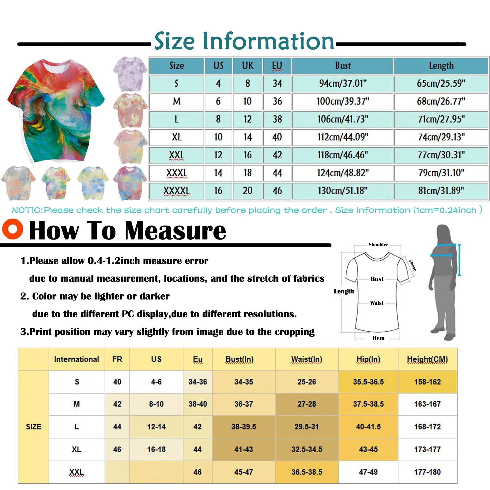 

Gradient Tops Tee Shirts Women T-shirt 2021 Summer Casual O-neck Tie Dye Loose T Shirt Short Sleeve Female Soft Tops Plus Size