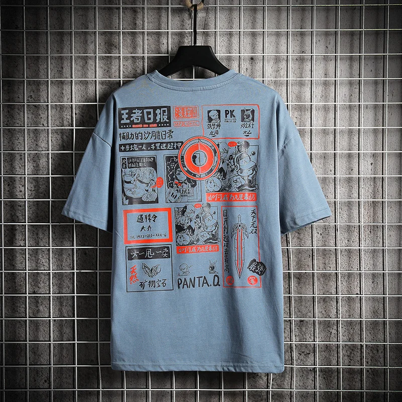 

SingleRoad Oversized T-shirt Men 2021 Summer Anime Printed Tshirt Unisex Hip Hop Japanese Streetwear Harajuku T Shirt For Men