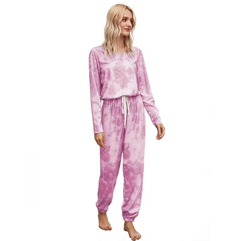 

Women's Casual Long Sleeve Jumpsuit Crewneck Tie Dye Fashion Women Clothing Elastic Waist Stretchy Romper