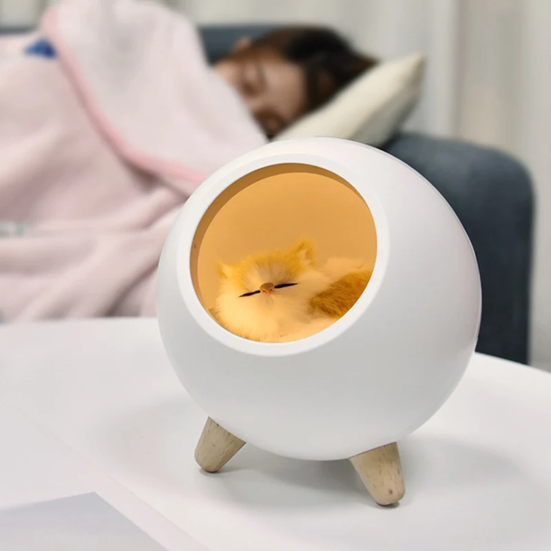 Touch Sensor Led Night Light Cute Cat Bluetooth Speaker Music Lamp USB Rechargeable Desk Table Children's Room | Лампы и освещение