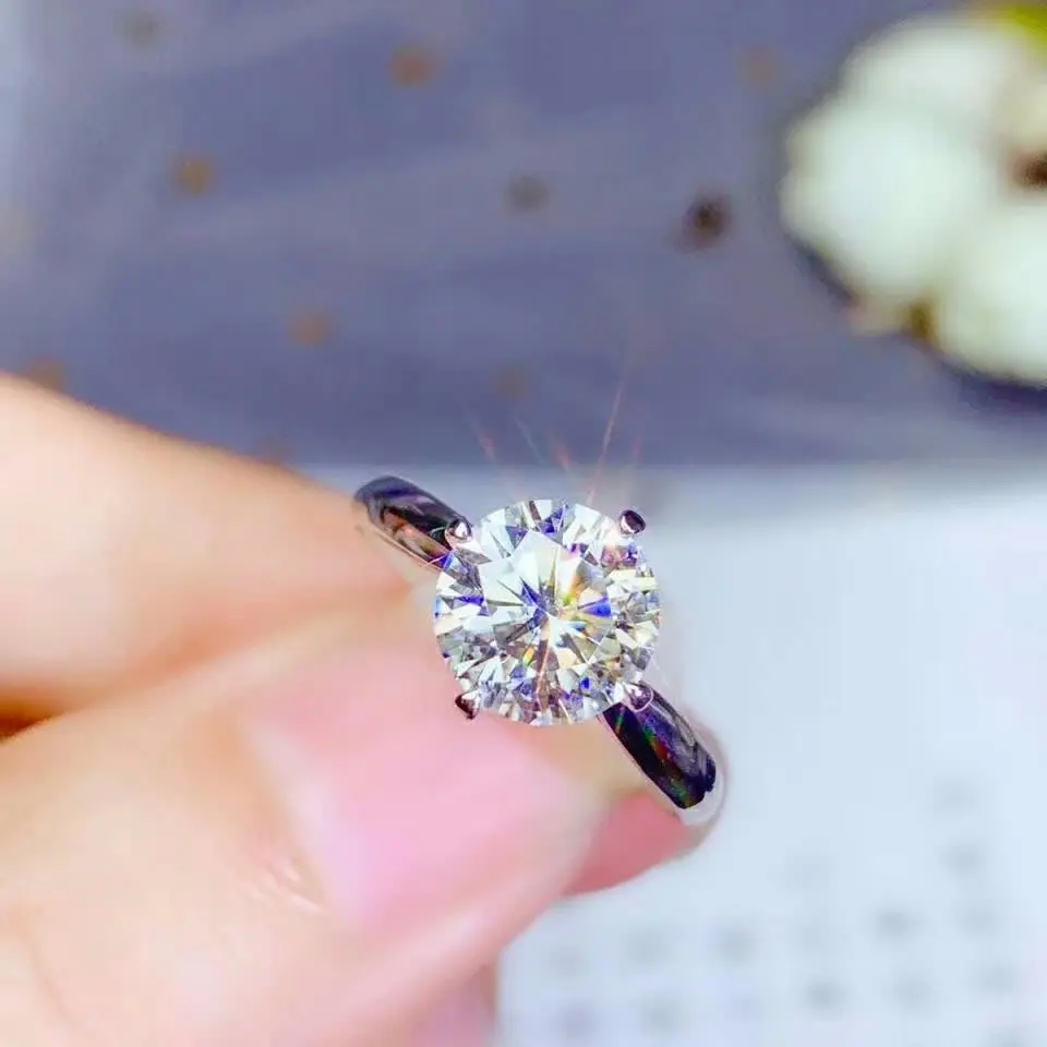 Shilovem 18k Белое Золото Moissanite алмазные кольца женские классические свадебные растения Рождественский подарок 8*8 мм vvs bj080888sz