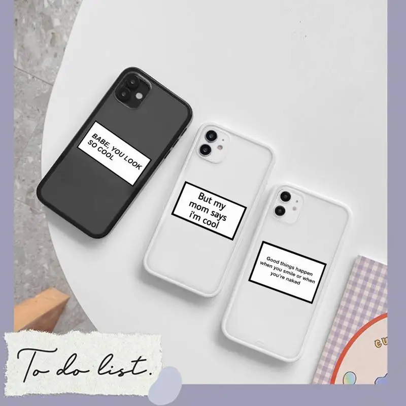 

sorry if i looked interested letters Phone Case matte transparent For iphone 7 8 11 12 plus mini x xs xr pro max cover