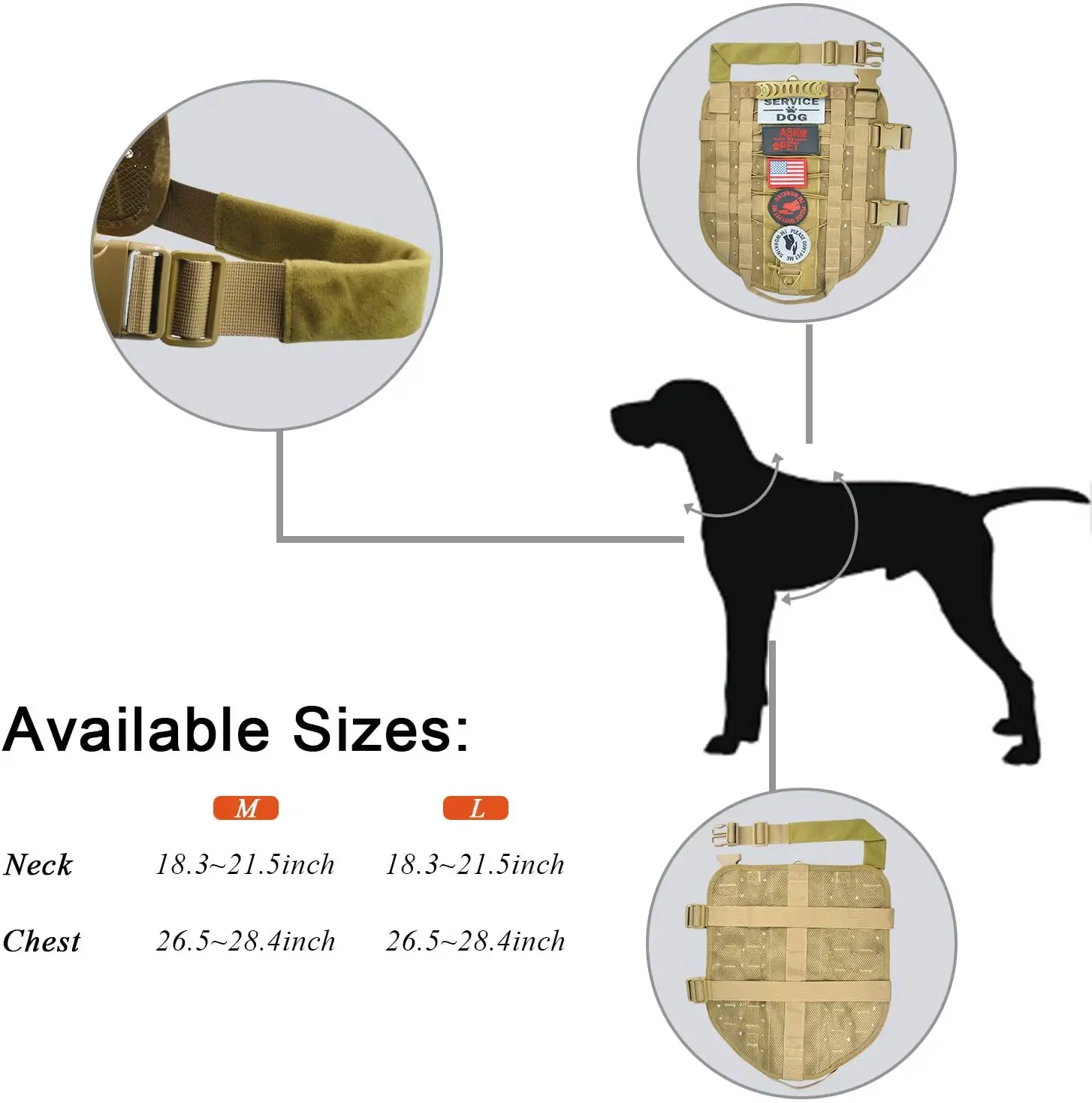 

Dog Tactical Service Training Harness Adjustable Military Patrol K9 Dog Vest Comfortable Molle No Pulling Front Clip Leash