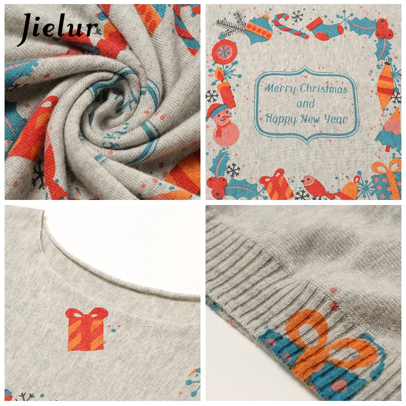 Jielur на зиму в европейском стиле Рождественский свитер для женщин милые подарки