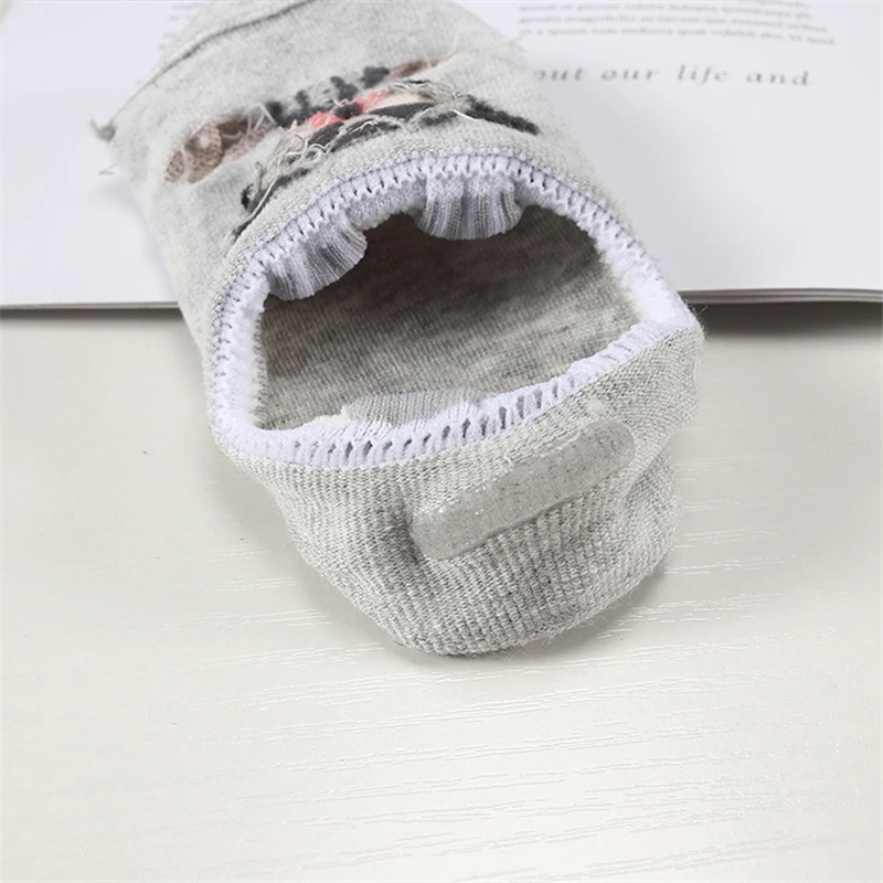 5 Pair/Lot Harajuku Women Socks Cotton Print Animal Pattern Cat Rabbit Panda Cute Meias Silicone Slip Breathable Casual Socks