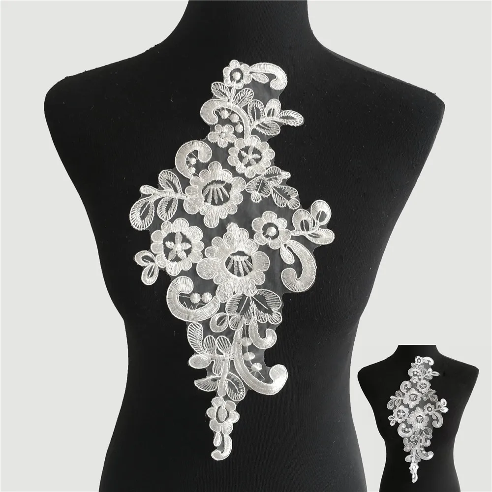 Новое поступление кружевной воротник из органзы аппликация для вышивки шеи