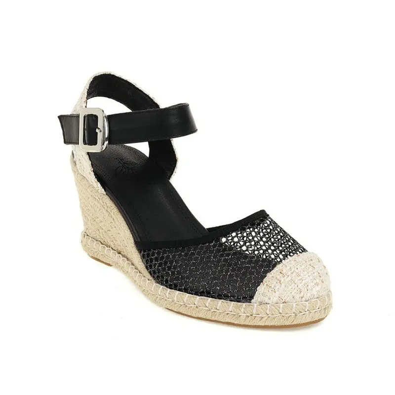 ZawsThia Sexy Mesh Net Round Toe Hemp Platform Wedges High Heels Woman's  Shoes Summer Espadrilles Women Sandals Plus Size 43 44 - купить по выгодной  цене | AliExpress
