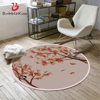 bubble kiss round carpets for living room fashion flower bird pattern non slip rug modern bedroom bedside decoration floor mat